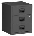 Caisson mobile métallique monobloc - H52 x L41 x P40 cm - 3 tiroirs - anthracite