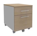 Caisson mobile INEO JET UP Bureau Vallée - L43 x H56 x P60 cm - 2 Tiroirs dont 1 dossier suspendu - façade imitation chêne clair