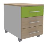 Caisson mobile INEO JET UP Bureau Vallée - L43 x H56 x P60 cm - 3 Tiroirs - façade imitation chêne clair et anis