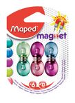Maped - 6 aimants translucides : bleu, violet, rose et jaune