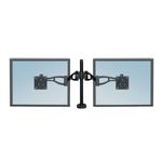 Fellowes Professional Series Depth Adjustable Dual Monitor Arm - Kit de montaje - brazo ajustable - para 2 monitores - hierro - negro - montable en escritorio