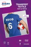 Avery - Papier transfert sur T-shirt/Textile foncé - 4 feuilles A4 - impression jet d'encre