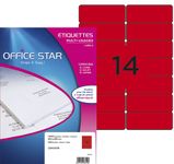 Office Star - 1400 étiquettes Multi-usages - 99,1 x 38,1mm - Rouge