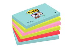 Post-it - 6 Blocs notes Super Sticky Miami - couleurs assorties - 76 x 127 mm