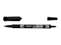 Pilot TWIN MARKER - Pack de 10 marqueurs permanents - double pointe fine et extra fine - noir