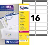 Avery - 240 Étiquettes adresse blanches - 99,1 x 33,9 mm - Impression laser - réf L7162-15