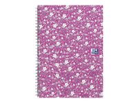Oxford Floral - Carnet de notes à spirale - A5 - 120 pages - petits carreaux
