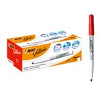 BIC VELLEDA 1741 - Pack de 12 marqueurs effaçables - pointe ogive - rouge