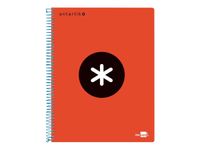 Antartik - Cahier à spirale A4 (21x29,7 cm) - 240 pages - petits carreaux (5x5 mm) - rouge