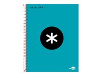 Antartik - Cahier à spirale A4 (21x29,7 cm) - 240 pages - petits carreaux (5x5 mm) - turquoise - couverture rembordée