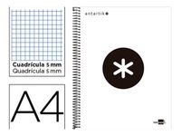 Antartik - Cahier à spirale A4 (21x29,7 cm) - 240 pages - petits carreaux (5x5 mm) - blanc - couverture rembordée