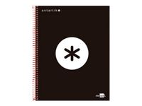 Antartik - Cahier à spirale A4 (21x29,7 cm) - 240 pages - petits carreaux (5x5 mm) - noir - couverture rembordée