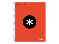 Antartik - Cahier à spirale A5 - 240 pages - petits carreaux (5x5 mm) - rouge