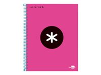 Antartik - Cahier à spirale A5 - 240 pages - petits carreaux (5x5 mm) - rose