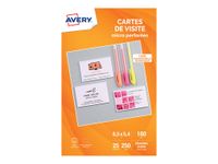 Avery - Papier pour 250 cartes de visite micro perforées 85 x 54 mm - 180 g/m² - 25 feuilles