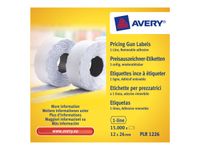 Avery - 10 rouleaux de 1500 étiquettes amovibles pour étiqueteuse 1 ligne - 26 x 12 mm - Blanc