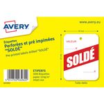Avery -  1000 étiquettes perforées pré-imprimées Soldé - 49 x 65 mm - Blanc/Rouge