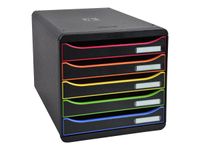 Exacompta BigBox Plus - Module de classement 5 tiroirs - noir/arlequin