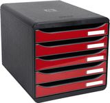 Exacompta BigBox Plus - Module de classement 5 tiroirs - noir/rouge