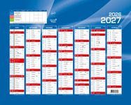 Quo Vadis - Calendrier mural - 2026-2027 - Français - Classic - Bleu - 14 mois de août à septembre - 27x21 cm - Papier Clairefontaine blanc - Fabrication française