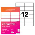 Office Star - 1200 Étiquettes multi-usages blanches - 97 x 42 mm - réf OS43659