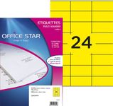 Office Star - 2400 Étiquettes multi-usages jaune - 70 x 37 mm - réf OS43474Y