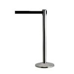 INOVSHOP - Poteau de guidage chromé avec sangle rétractable noire