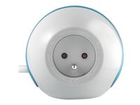 WATT & CO WATTBALL - Multiprise 3 prises - 2 prises 16A + 1 prise 6A + 2 USB - blanc/bleu
