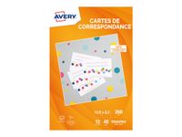 Avery - 48 Cartes de correspondance à bords lisses - 128 x 82 mm - 260 g/m² - impression jet d'encre (C2318-12)