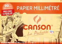 Canson - Pochette papier millimétré - 12 feuilles - A4 - 90 gr (format spécial)
