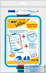 BIC - Ardoise Velleda blanche double face - 19 x 26 cm - 5 marqueurs fins + effacette 