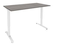 Bureau LEVEL - Bureau éléctrique - L140 - pied blanc - plateau Imitation Chêne gris