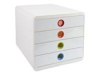 Exacompta PopBox - Module de classement 4 tiroirs - blanc/arlequin
