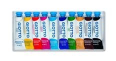 Giotto - 10 gouaches boite cristal - couleurs assorties - 10ml