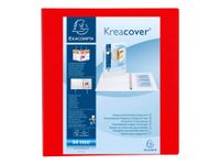 Exacompta Kreacover - Classeur à anneaux personnalisable - Dos 86 mm - A4 Maxi - rouge - 3 pochettes extérieures