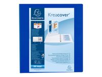 Exacompta Kreacover - Classeur à anneaux personnalisable - Dos 86 mm - A4 Maxi - bleu - 3 pochettes extérieures