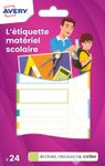 Avery - 24 Étiquettes plastifiées multi-usages blanches avec bordure verte, bleue, jaune et rouge - 63 x 16 / 63 x 8 / Ø 25 mm