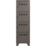 Casier de bureau monobloc métallique avec pieds - 4 portes - H134 x L40 x P40 cm - gris souris