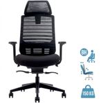 Fauteuil de bureau JACK - accoudoirs réglables - appuie-tête réglable - noir