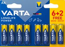 VARTA Longlife Power - 6 piles alcalines + 2 gratuites - AA LR06