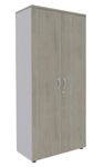 Armoire haute IDRA/DUAL - H180 x L80 x P47 - 2 portes - Corps alu - Portes et dessus imitation chêne gris