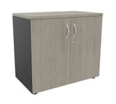 Armoire basse IDRA/DUAL - H72 x L80 x P47 - 2 portes - Corps anthracite - Dessus et portes imitation Chêne gris