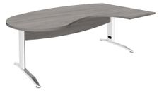 Bureau compact manager retour à droite IDRA - L200 cm - pieds blanc - Chêne gris (pied de renfort obligatoire à rajouter - non inclus)