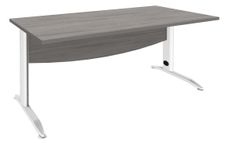 Bureau droit IDRA - L80 cm - Pieds blanc - plateau imitation Chêne gris