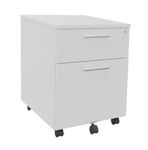 Caisson mobile EXPRIM/LOFTER/LEVEL - L43 x H56 x P60 cm - 2 tiroirs dont 1 DS - Blanc perle