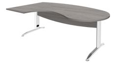 Bureau compact manager retour à gauche IDRA - L200 cm - pieds blanc - Chêne gris (pied de renfort obligatoire à rajouter - non inclus)