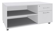 Console mobile EXPRIM/LOFTER/LEVEL - L120 x H63 x P60 cm - 2 tiroirs dont 1 DS - coté blanc - finition façade et dessus Blanc perle