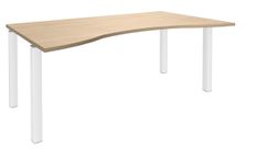 Bureau vague symétrique EXPRIM - L180 cm - Plateau imitation Chêne clair - Pieds blanc