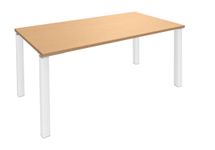 Bureau droit EXPRIM - L140 cm - Plateau imitation Hêtre - Pieds blanc