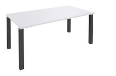 Bureau droit EXPRIM - L160 cm - Plateau Blanc perle - Pieds carbonne